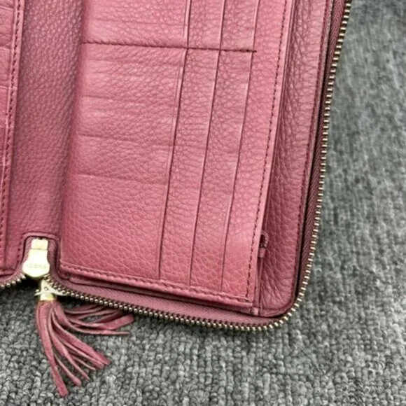 Authentic Gucci Soho Zip Around Wallet Pink Leather GG Logo Luxury - Picture 11 of 16